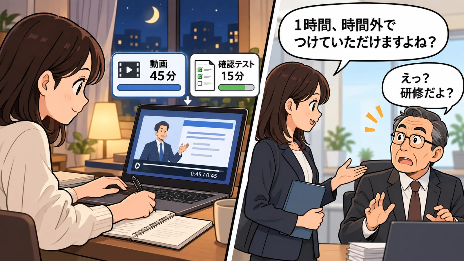 自宅研修の時間外申請に驚く社長
